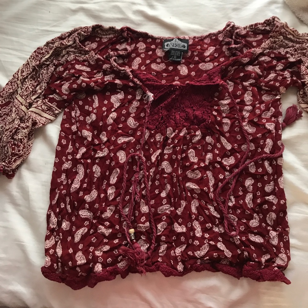 Red flowy top